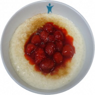 Milchreis mit Erdbeeren, Zucker und Zimt (19,62) 